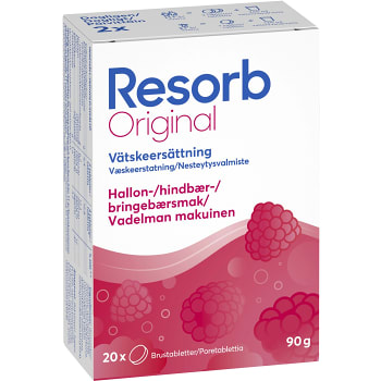 Vätskeersättning med hallonsmak 2st 10-p 90g Resorb