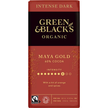 Mörk Chokladkaka Apelsin och Kryddaromer Ekologisk 60% 90g Green & Black's