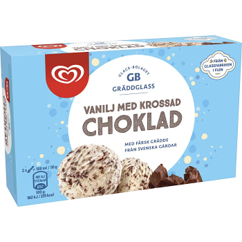 Gräddglass Vanilj med krossad choklad 500ml GB Gräddglass