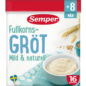Fullkornsgröt Mild & naturell Från 8m 16 port 480g Semper