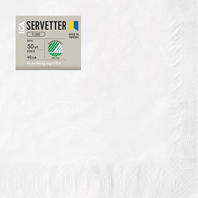 Servett 40cm vit